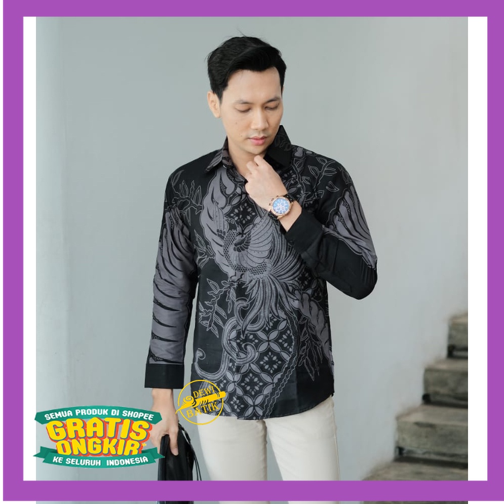 OUTFIT TRENDY KEREN MURAH TERLARIS /TERLARIS<<< BAJU ATASAN KEMEJA BATIK PRIA LENGAN PANJANG SLIMFIT