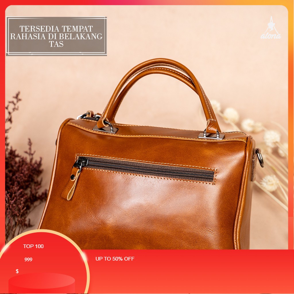 Tas Selempang Kulit Wanita Alona Hestia Sling Bag Branded Original Kulit Sapi Asli Premium by Crown 