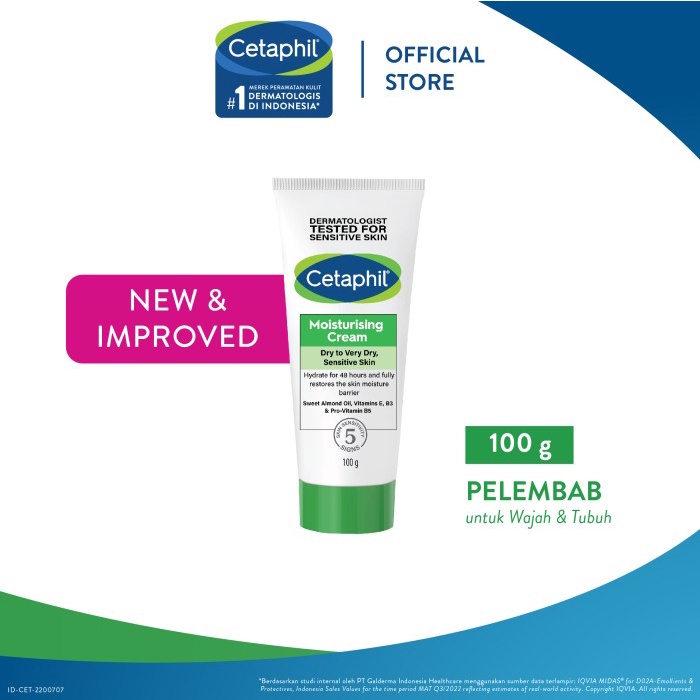 New Cetaphil Moisturizing Cream 100g Krim Pelembab Wajah & Kulit untuk Segala Jenis Kulit