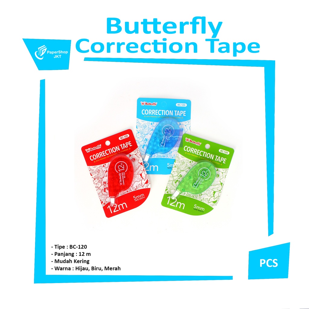 

BUTTERFLY - Correction Tape BC-120 5mm x 12Mtr - Pcs