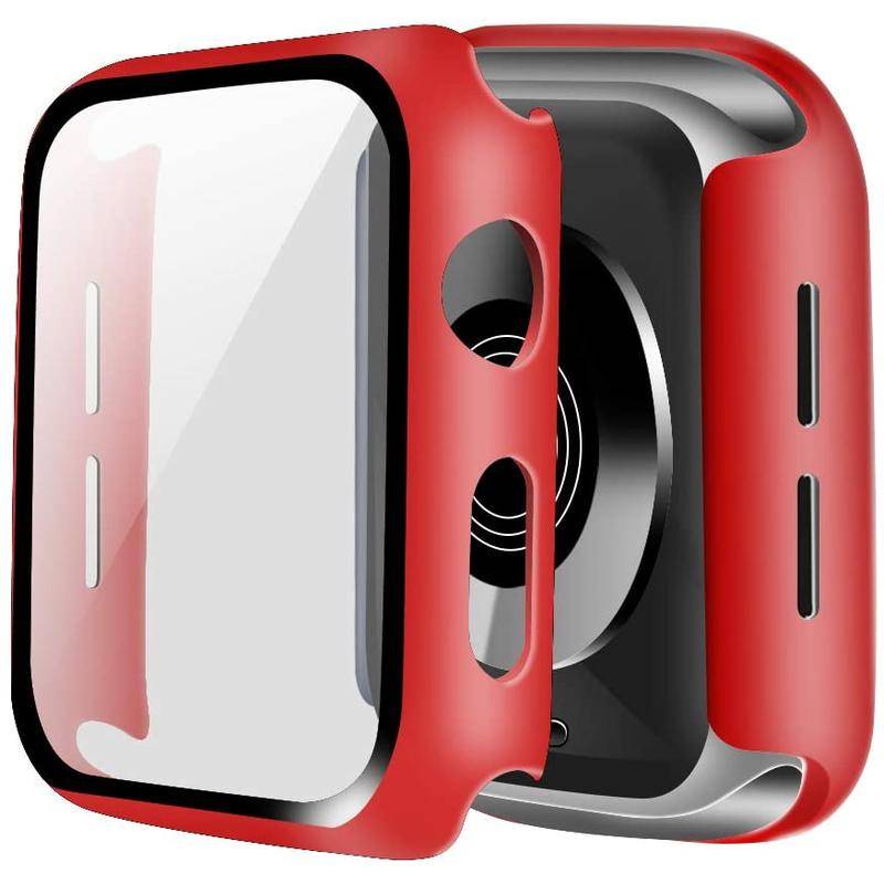 Tempered Film+Case Untuk Apple watch Series8 7 6 5 4 3 2 1 SE SE2 Kaca Perlindungan Anti-Jatuh Untuk iWatch 45mm 41mm 44mm 42mm 40mm 38mm watch cove