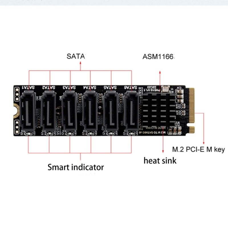 Zzz PCIE SATA3 0 Kabel 6Gbps Expansion Converter Adapter Kartu ASM1166 Chipset