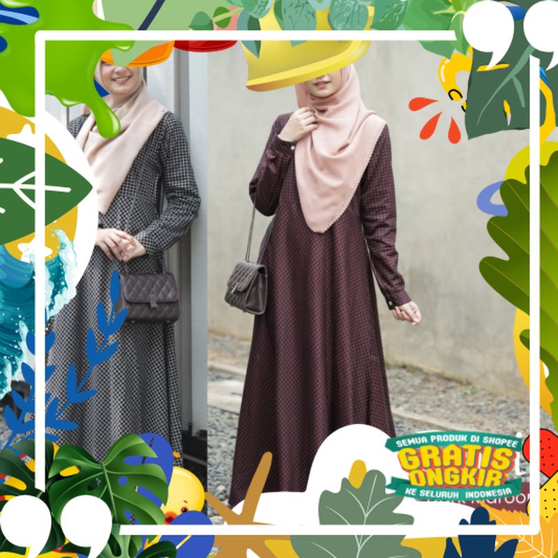 DAVINA DRESS/ GAMIS BUSUI/ BAJU KOTAK-KOTAK/ ORI AUDINA INDONESIA/ solat sholat ied idul adha