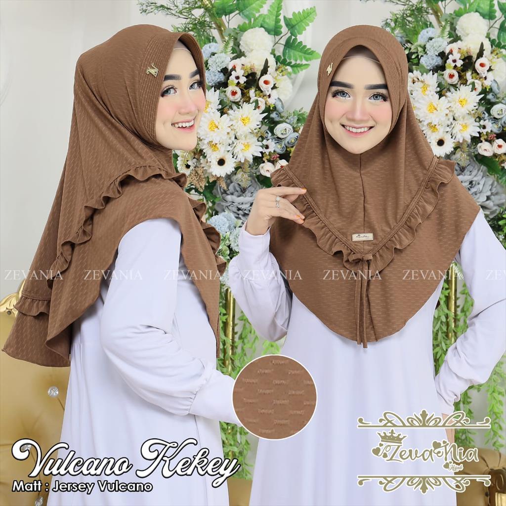 (ZevaNia Hijab) HIjab Instan Vulcano Kekey - Jersey Vulcano