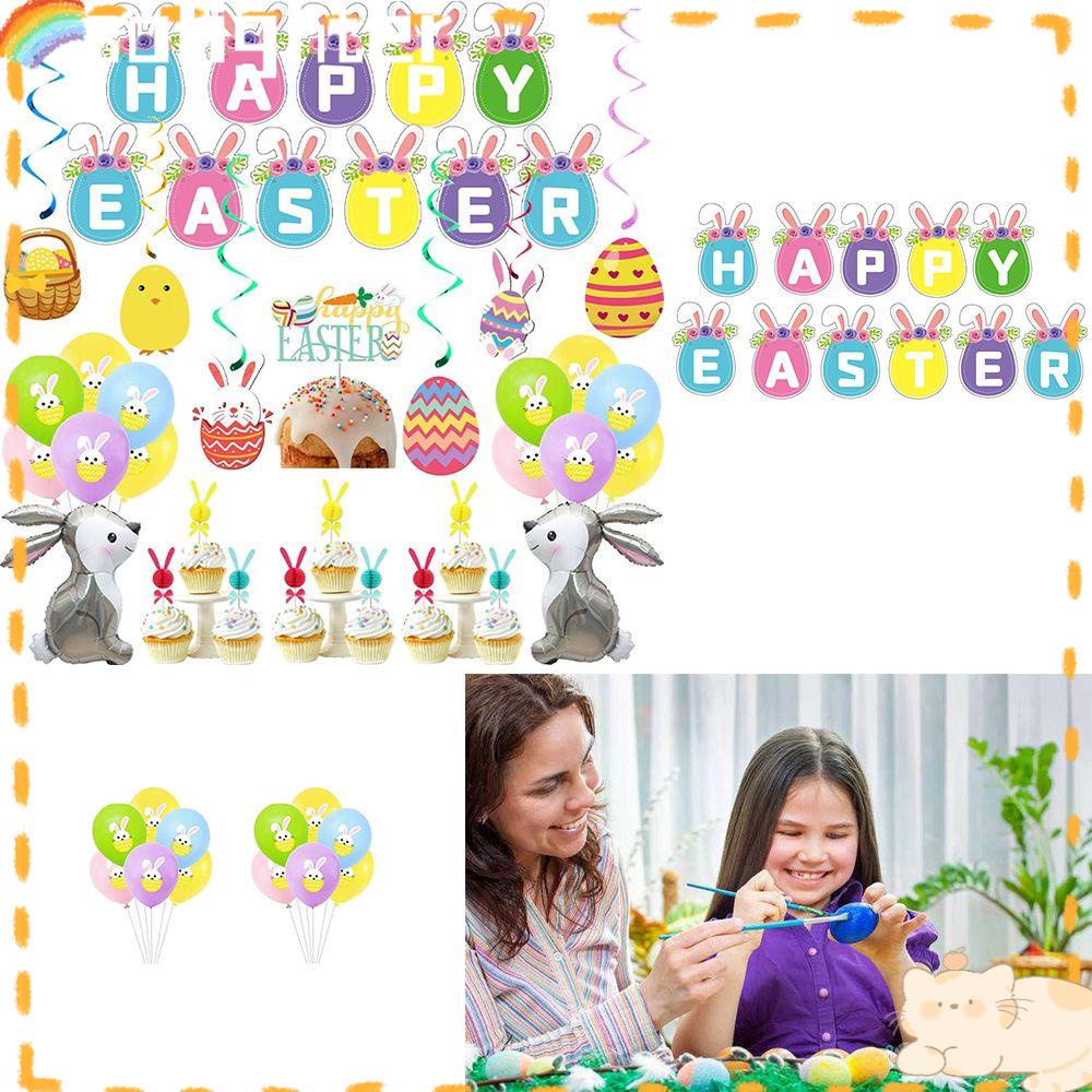 Solighter Set Dekorasi Pesta Paskah Easter Rabbit Baby Shower Tableware Decor