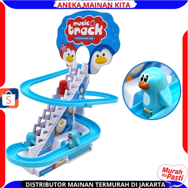Mainan Track Tangga Berjalan Bebek / Penguin Memanjat Dengan Musik BerLampu Mainan Bayi Edukasi Anak