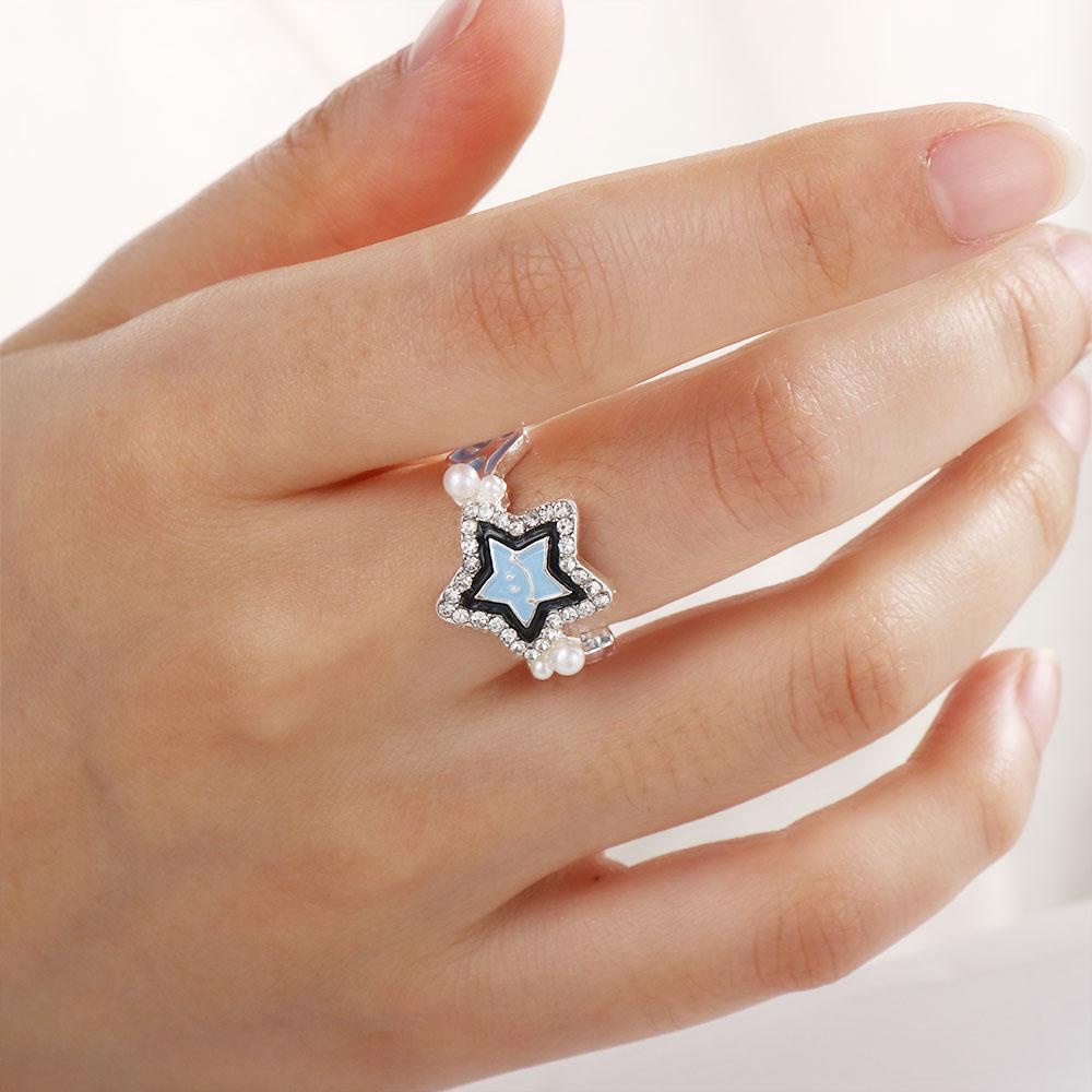 SKJK  Lucky Star Rings Kreatif Minoritas Terbuka Cincin Gaya Korea Cincin Manis Sederhana Jari Gesper