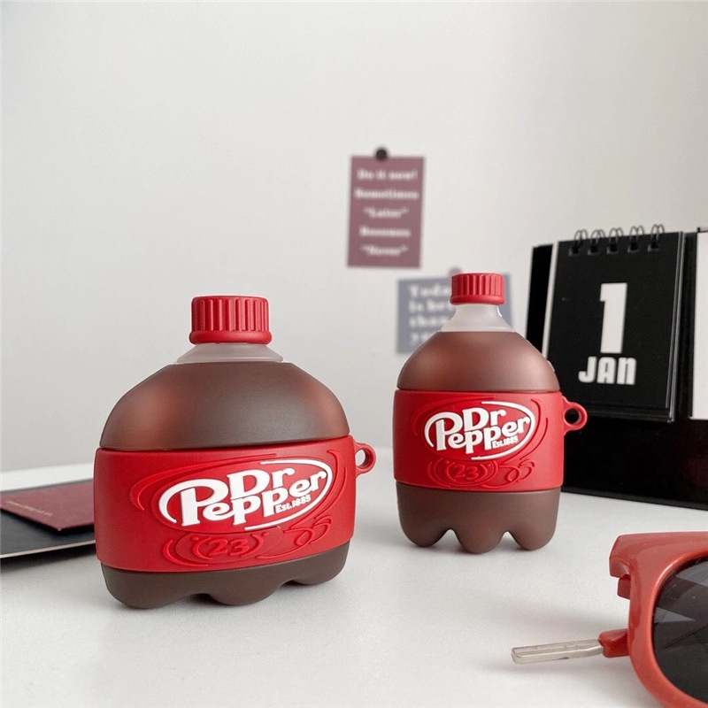 3d Cola Botol Minum Berbentuk Silikon Shockproof Bluetooth Earphone Case Cover Untuk Airpods1 2 Pro I12 i13 Inpods 12 13 Pro TWS Pelindung Dengan Kait