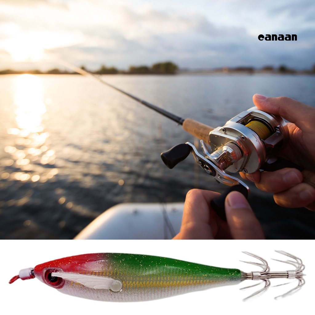 Cnn-5.5cm Kait Cumi Udang Dengan Efek Bercahaya Simulasi Angling Plastik Luminous Wooden Shrimp Squid Hooks Outdoor Fishing