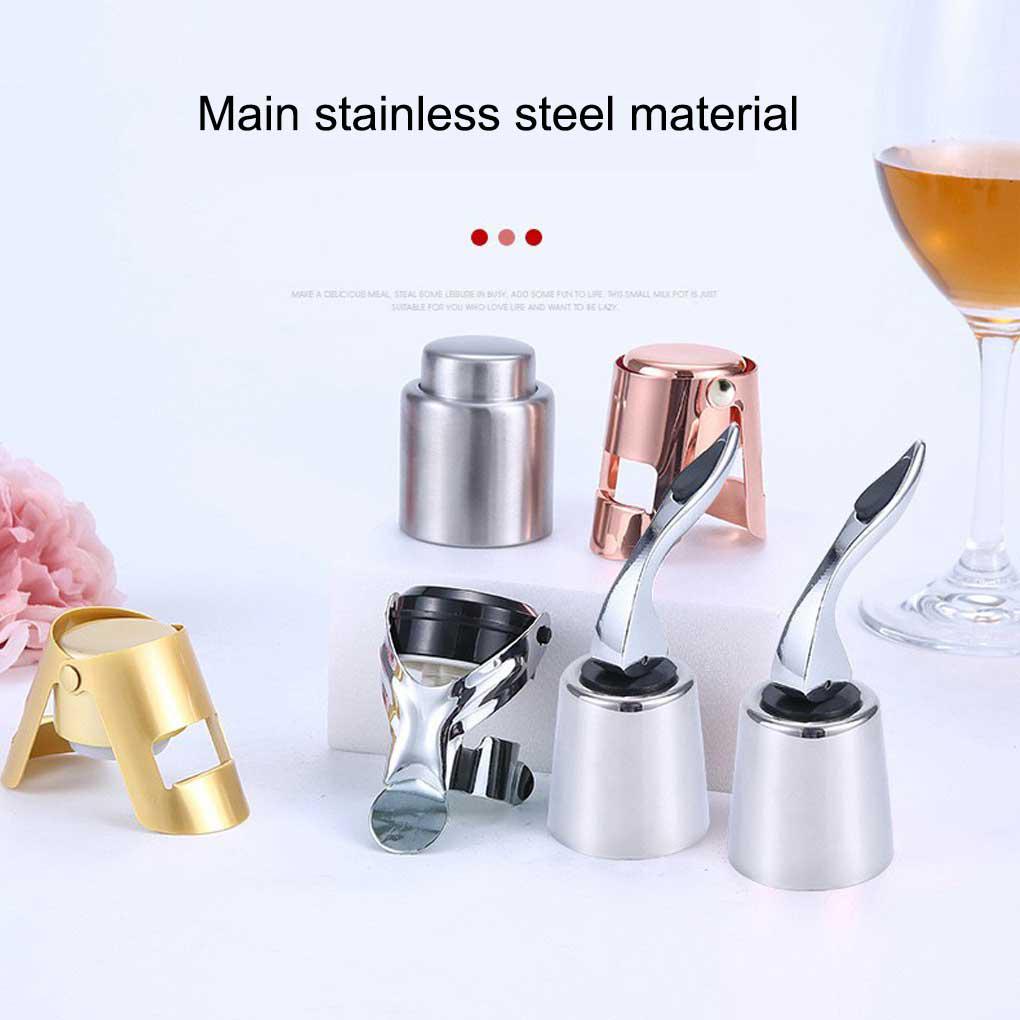 Stopper Botol Wine Champagne Stainless Steel Warna Solid Anti Bocor Anti-Korosif Bar Club Bung Alat Aksesoris