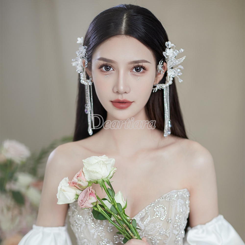 Fashion Telinga Gantung Hiasan Kepala Gaun Pengantin Pernikahan Bentuk Rambut Pendek Hiasan Rambut Pengantin Super Peri Hiasan Rambut