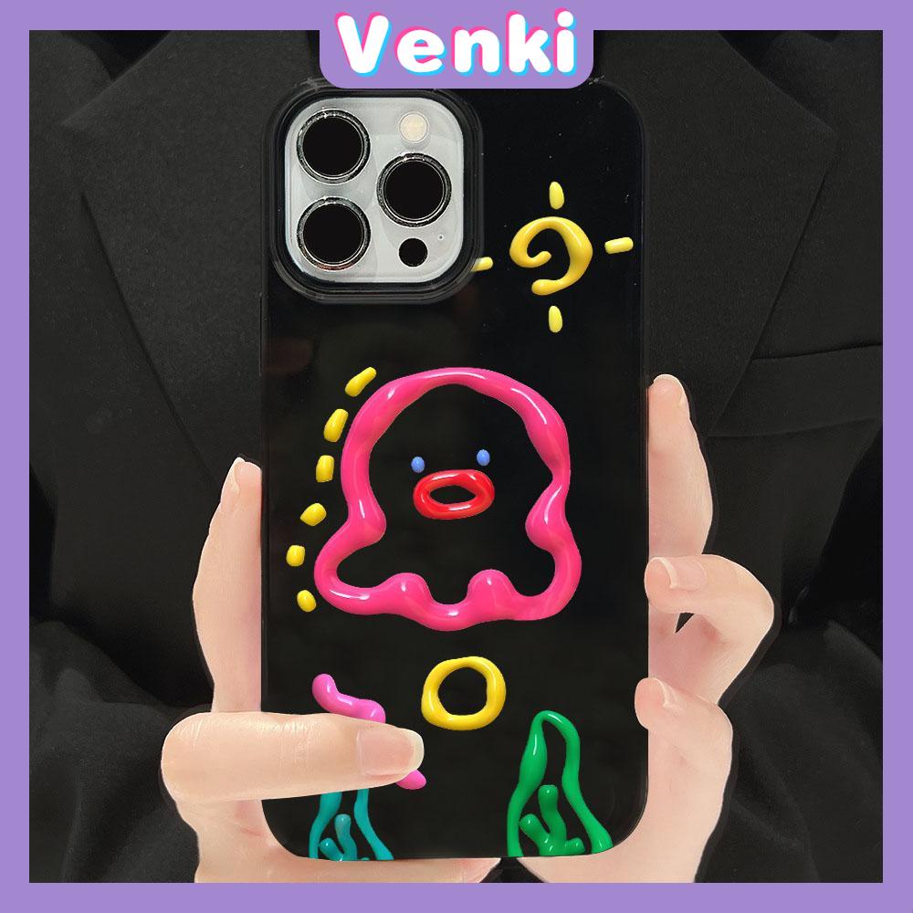 iPhone Case Soft TPU Glossy Black Candy Case Cute Color Graffiti Octopus Camera Protection Shockproof For iPhone 14 13 12 11 Pro Max 7 8 Plus X XR