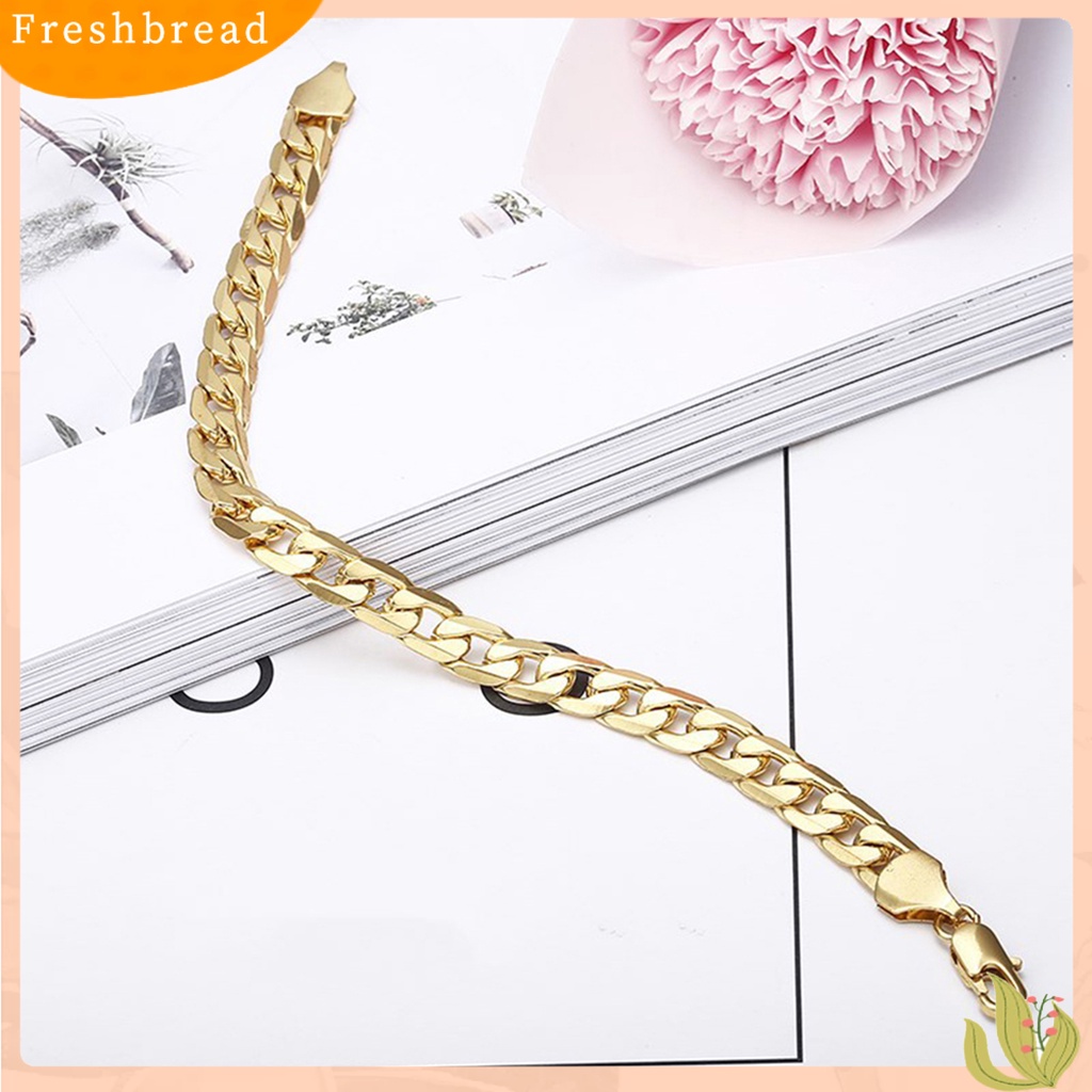 &lt; Freshbread &gt; Gelang Rantai Glossy Susah Tarnish Gaya Hip Hop Cuban Chain Bracelet Untuk Hadiah