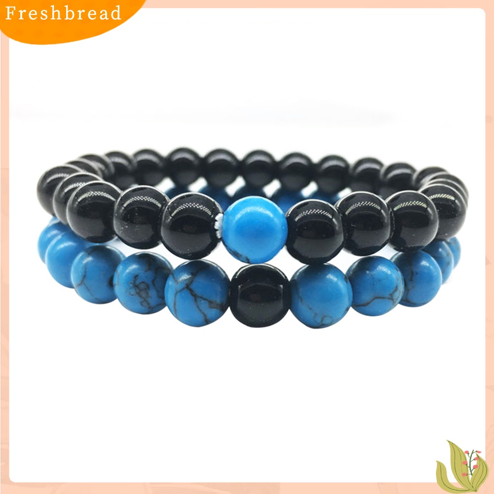 &lt; Freshbread &gt; 2Pcs/Set Manik-Manik Matte Pasangan Jarak Gelang Pria Wanita Best Friend Jewelry