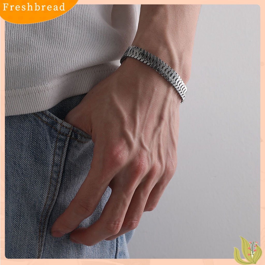 &lt; Freshbread &gt; Pria Gelang Warna Solid Sederhana Stainless Bland Lobster Klip Permukaan Halus Keren Bentuk Sisik Ular Anti Karat Pria Bangle Pakaian Sehari-Hari Perhiasan