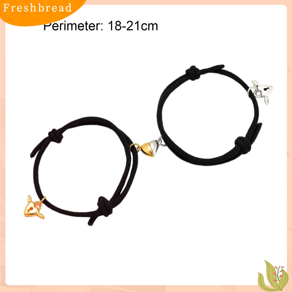 &lt; Freshbread &gt; 1pasang ic Gelang Nilon Tali Tangan Buatan Tangan Adjustable Electroplating Liontin Tidak Luntur Hias Pecinta Menarik Atraksi Hati Gelang Perhiasan Aksesori