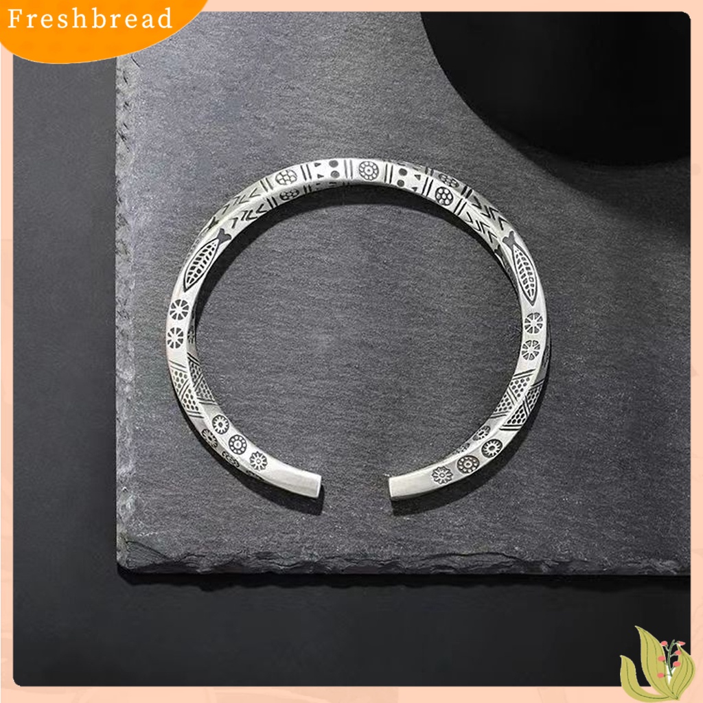 &lt; Freshbread &gt; Pria Gelang Bukaan Adjustable Warna Perak Twist Boho Pergelangan Tangan Dekorasi Mudah Dipakai Ikan Surat Melengkung Lengan Gelang Pria Perhiasan