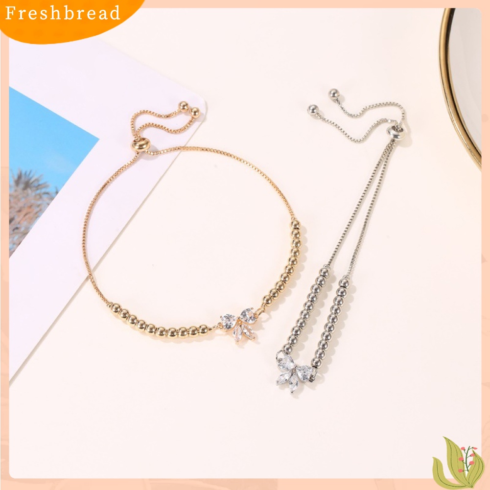 &lt; Freshbread &gt; Wanita Fashion Adjustable Cubic Zirconia Bow-Knot Design Gelang Perhiasan Hadiah