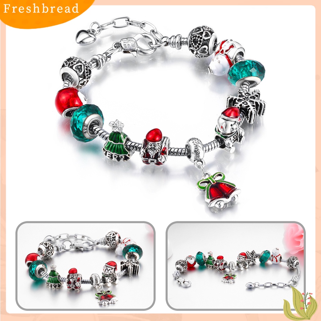 &lt; Freshbread &gt; Gelang Natal Bebas Alergi Semua Pertandingan Zinc Alloy Adjustable Menarik Gelang Manik-Manik Natal Untuk Wanita