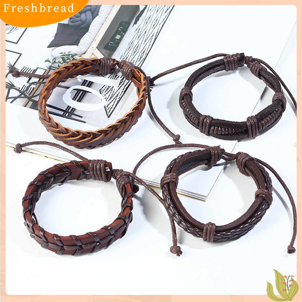 &lt; Freshbread &gt; 12Pcs/Set Vintage Pria Kulit Imitasi Multi-Layer Braided Gelang Perhiasan Hadiah