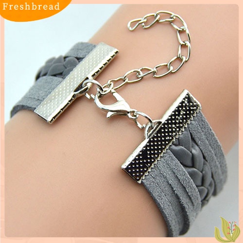 &lt; Freshbread &gt; Unisex Multilayer Infinity Owl Hope Charm Handmade Gelang Cuff Kulit Bangle