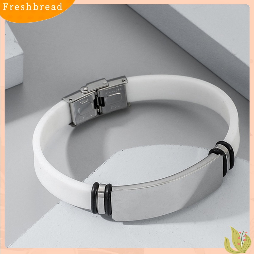 &lt; Freshbread &gt; Fashion Sederhana Unisex Bangle Logam Silikon Gelang Tangan Pasangan Perhiasan Hadiah