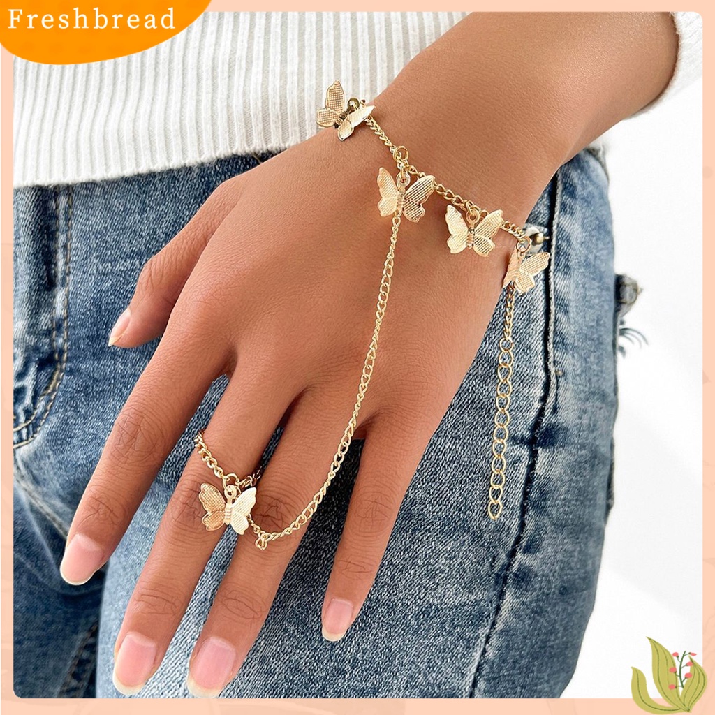 &lt; Freshbread &gt; Women Bracelet Bentuk Kupu-Kupu Stainless Individu Warna Solid Women Finger Ring Aksesori Perempuan