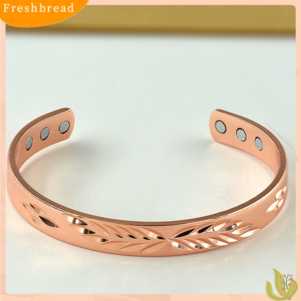 &lt; Freshbread &gt; Opening Bangle Adjustable Electroplating Lebar Elegan Dipoles Hadiah Rose Warna Emas Pria Wanita Motif Daun Cuff Gelang Untuk Harian