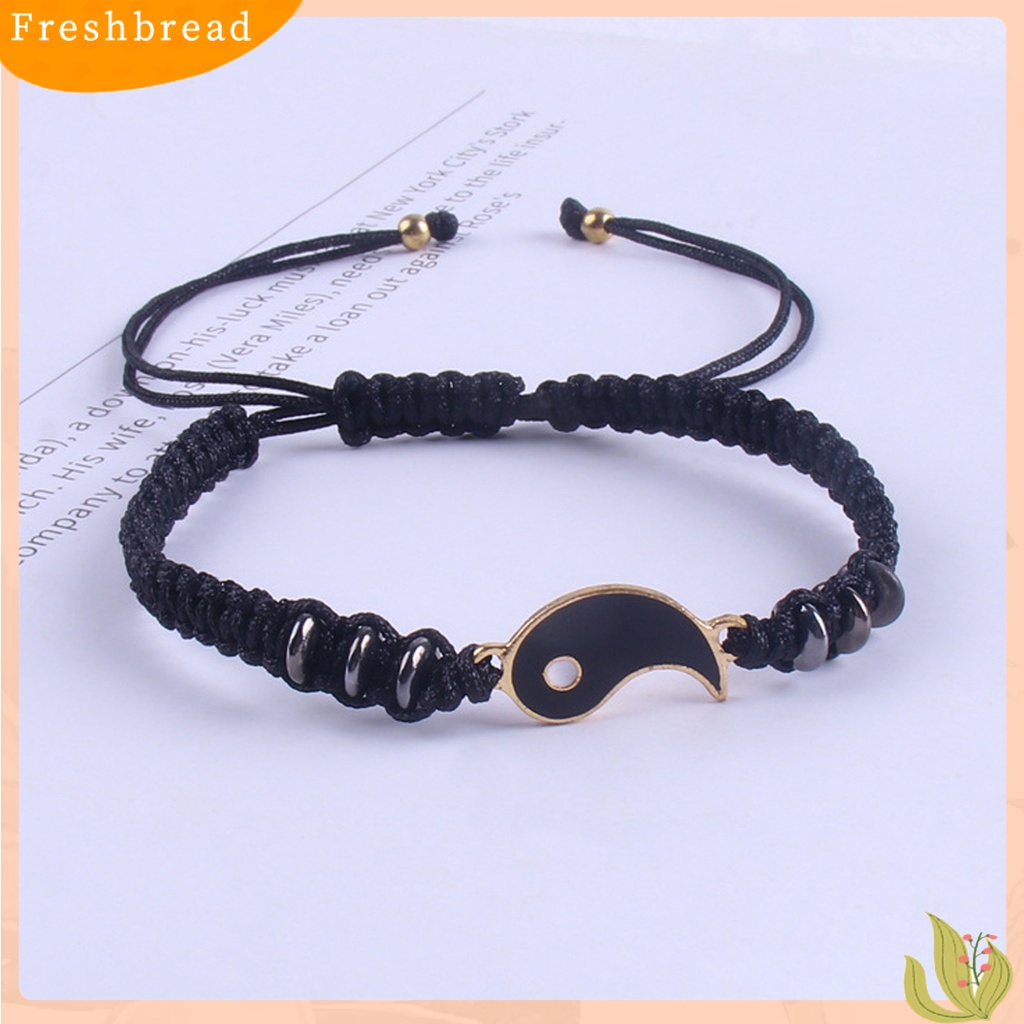 &lt; Freshbread &gt; 2Pcs Gelang Couple 2jodoh Yin Yang Tangan Rajutan Pria Wanita Berlian Imitasi Mengkilap Gelang Yang Dapat Disesuaikan Untuk Hari Kasih Sayang