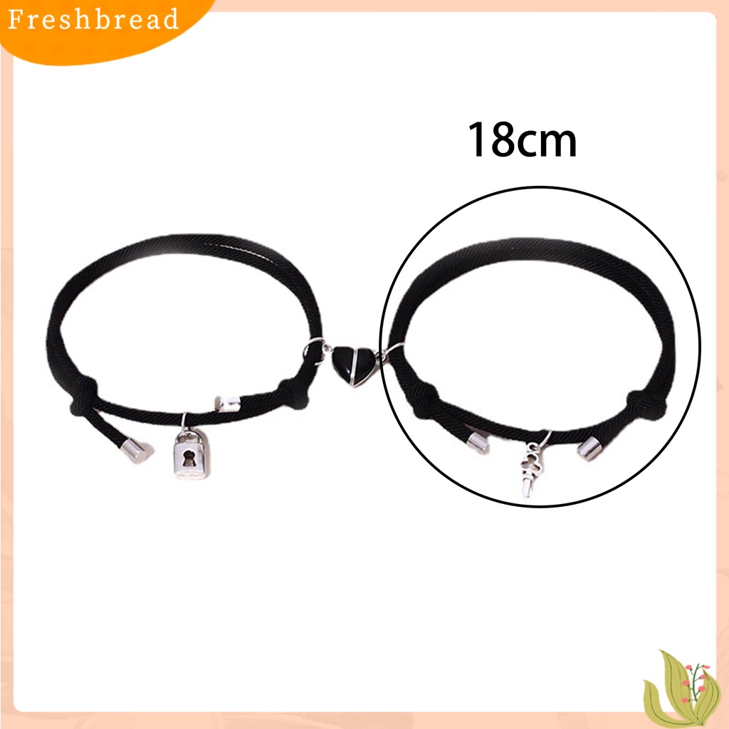 &lt; Freshbread &gt; 1pasang Gelang Couple Lock Pendant Nylon Braided Rope Hadiah Valentines Alloy ic Love Heart Lover Bracelets Untuk Pacaran