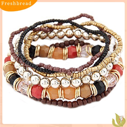 &lt; Freshbread &gt; Manik-Manik Akrilik Multilayer Gaya Bohemia Wanita Gelang Pantai Musim Panas Bangle