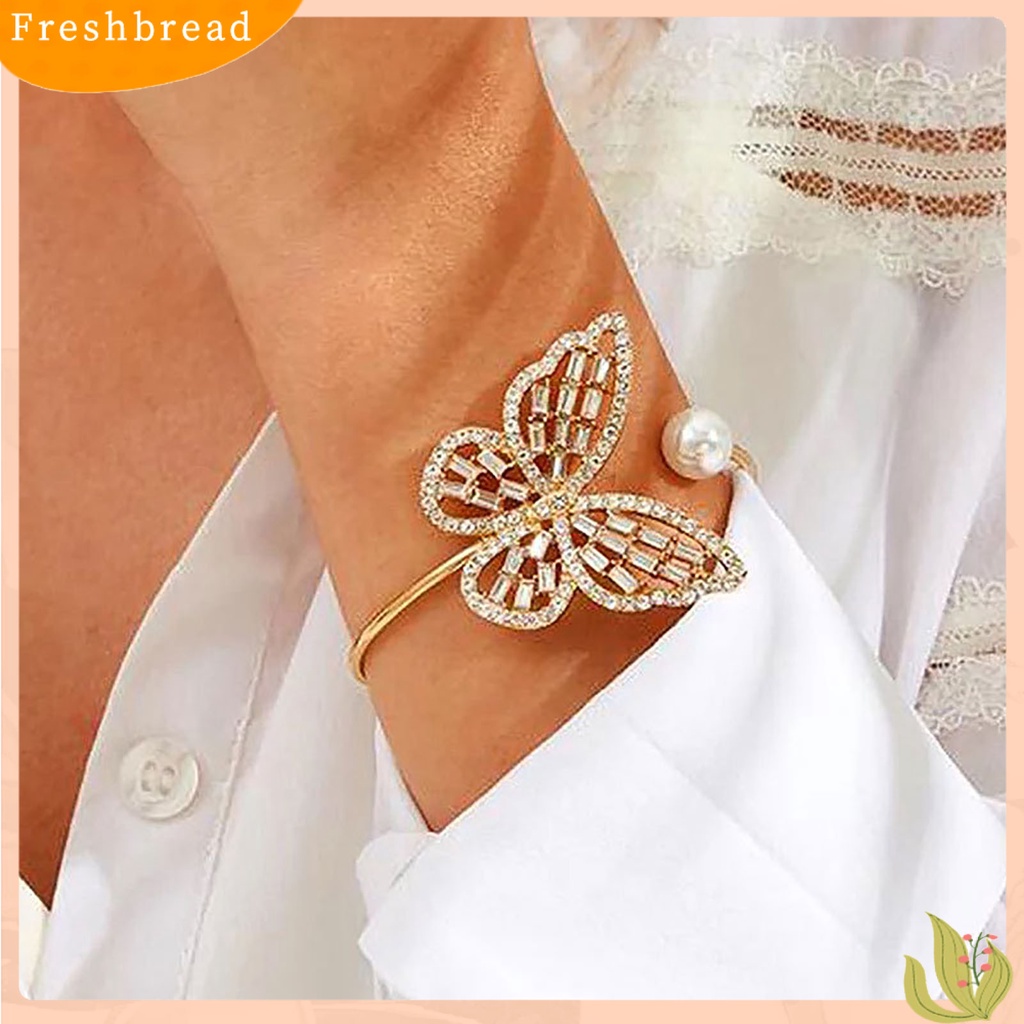 &lt; Freshbread &gt; Gelang Bangle Stylish All-match Flexible Alloy Pembukaan Adjustable Butterfly Untuk Pesta