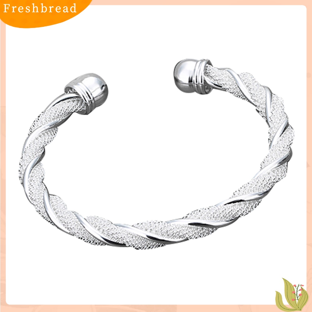 &lt; Freshbread &gt; Fashion Wanita Sederhana Perak Disepuh Twist Cuff Bangle Terbuka Gelang Perhiasan Hadiah