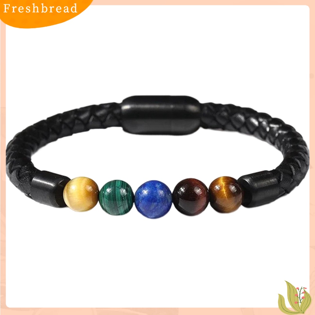 &lt; Freshbread &gt; Pria Gelang Gaya Sederhana Ultra-Ringan Tali Kulit Dikepang Tahan Aus Mudah Dipakai Hias Alloy Batu Manik Gelang Unisex Bangle Dekorasi Untuk Laki-Laki