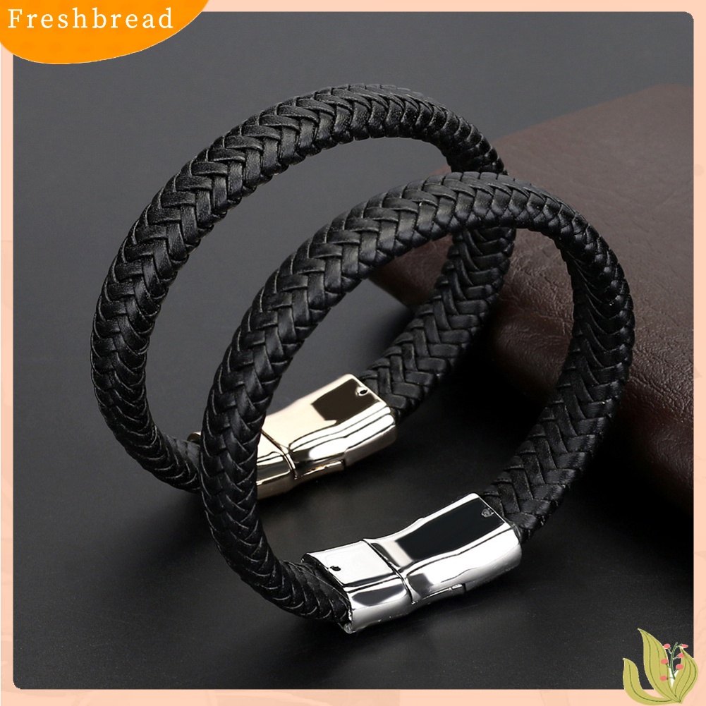 &lt; Freshbread &gt; Vintage Pria Menenun Kulit Imitasi Gelang Bangle Gelang Pesta Perhiasan Hadiah