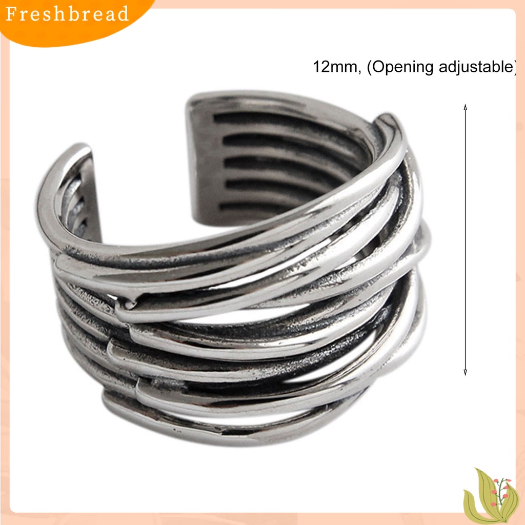 < Freshbread > Warna Perak Kerajinan Halus Wanita Cincin Alloy Vintage Berlapis Pembukaan Jari Cincin Perhiasan Alat Ekstra