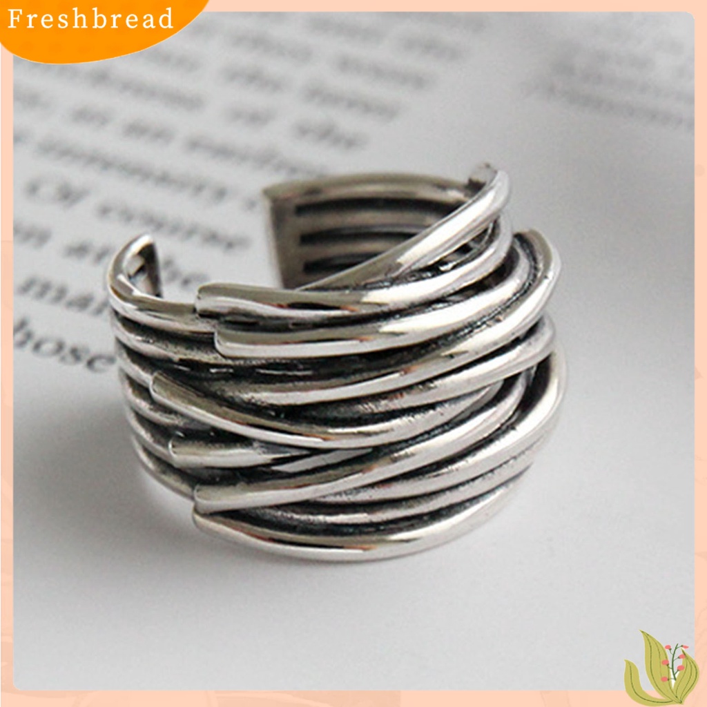 &lt; Freshbread &gt; Warna Perak Kerajinan Halus Wanita Cincin Alloy Vintage Berlapis Pembukaan Jari Cincin Perhiasan Alat Ekstra