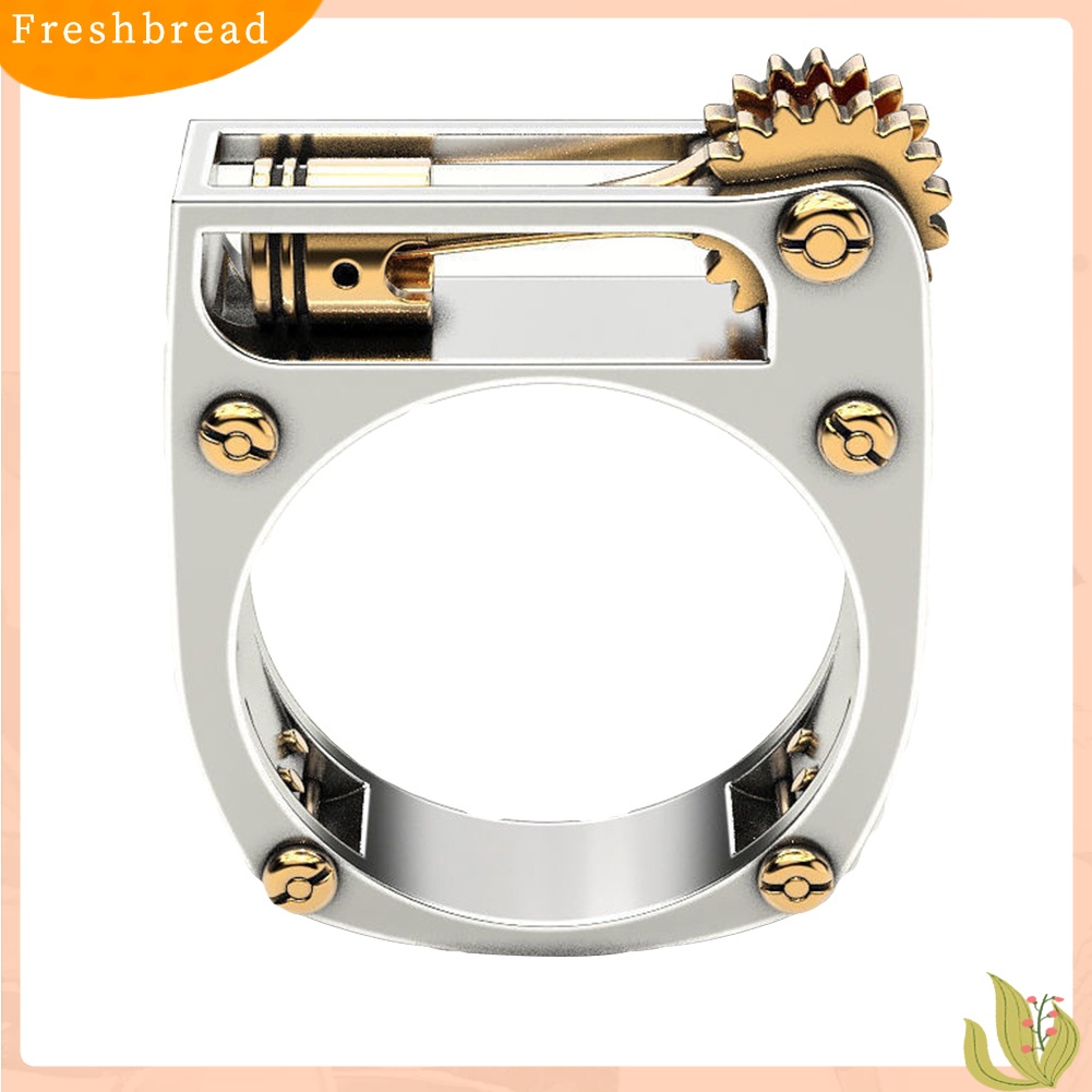 &lt; Freshbread &gt; Punk Pria Wanita Mekanik Gear Geometris Band Jari Cincin Pesta Perhiasan Hadiah