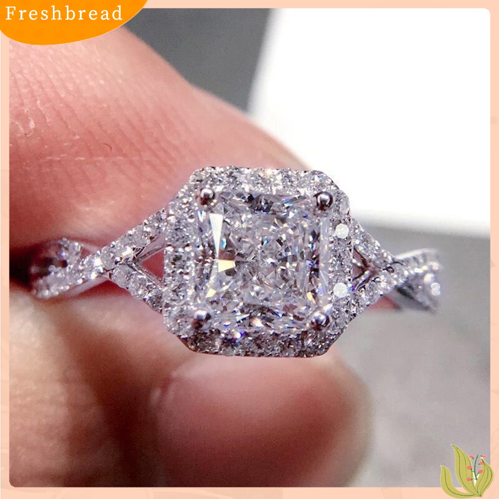 &lt; Freshbread &gt; Mewah Wanita Putri Potong Cubic Zirconia Pernikahan Pertunangan Cincin Perhiasan Hadiah