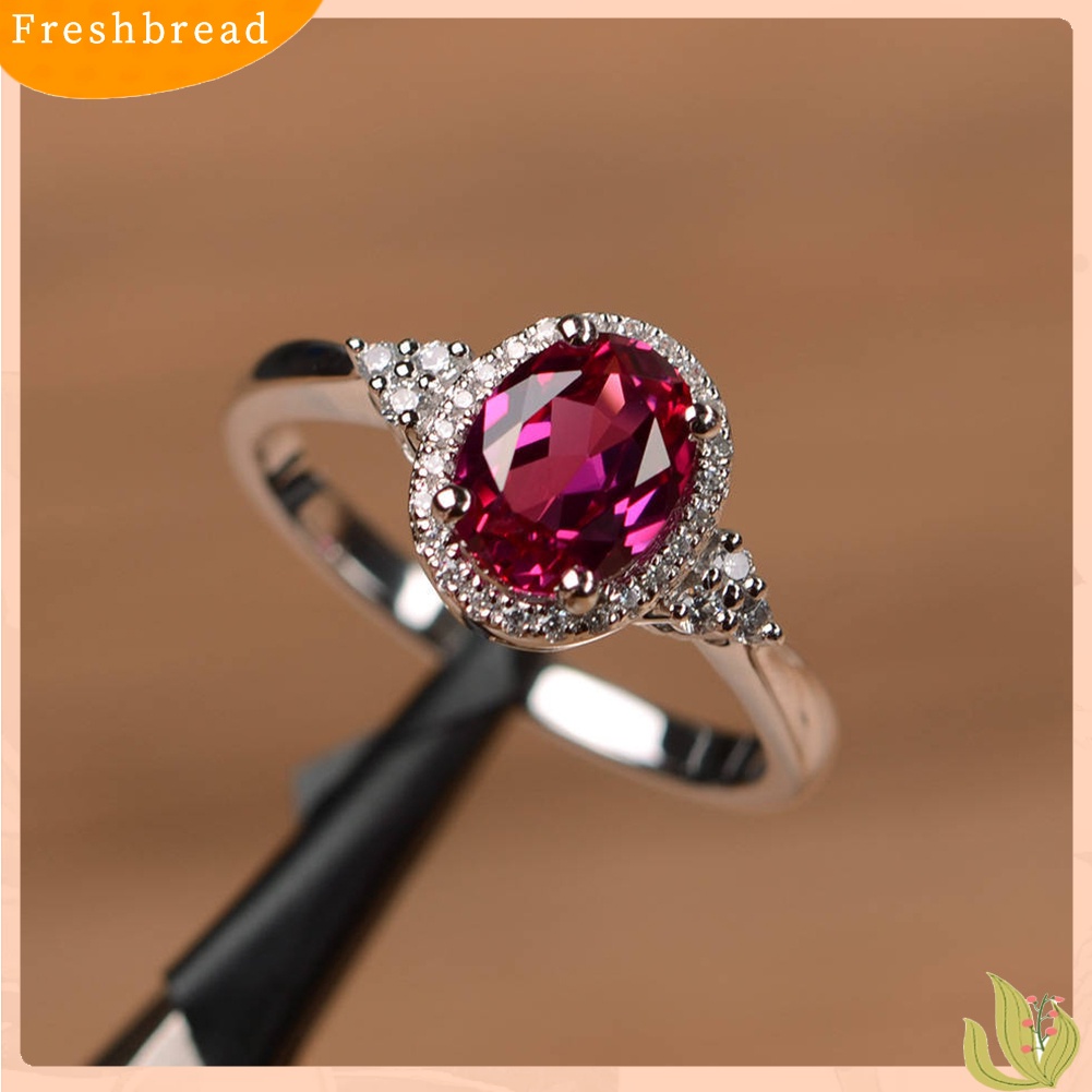 &lt; Freshbread &gt; Fashion Wanita Oval Cubic Zirconia Jari Cincin Pernikahan Pertunangan Perhiasan Hadiah