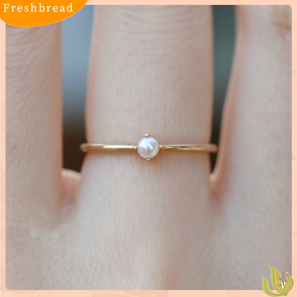 &lt; Freshbread &gt; Elegan Mutiara Imitasi Bertatahkan Jari Cincin Wanita Pesta Perjamuan Pesona Perhiasan Hadiah