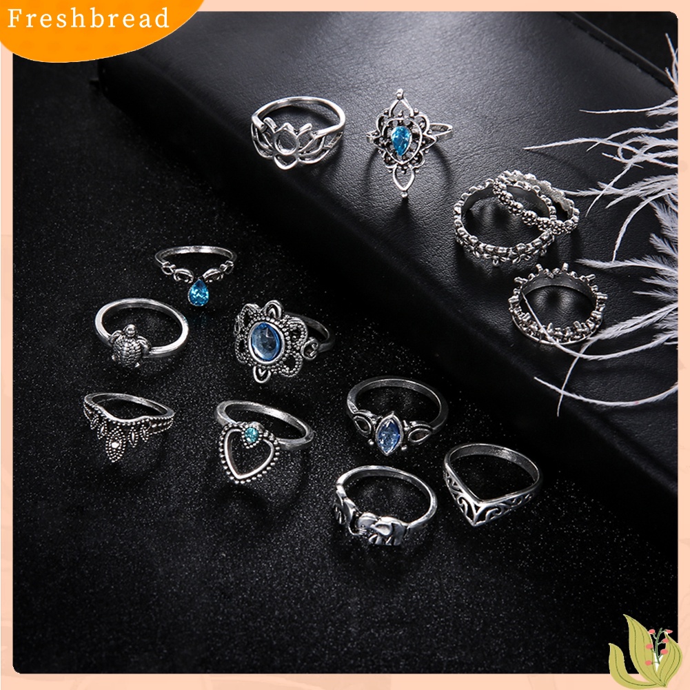 &lt; Freshbread &gt; 13Pcs Boho Berongga Susun Cincin Set Knuckle Midi Tip Jari Pesta Wanita Perhiasan