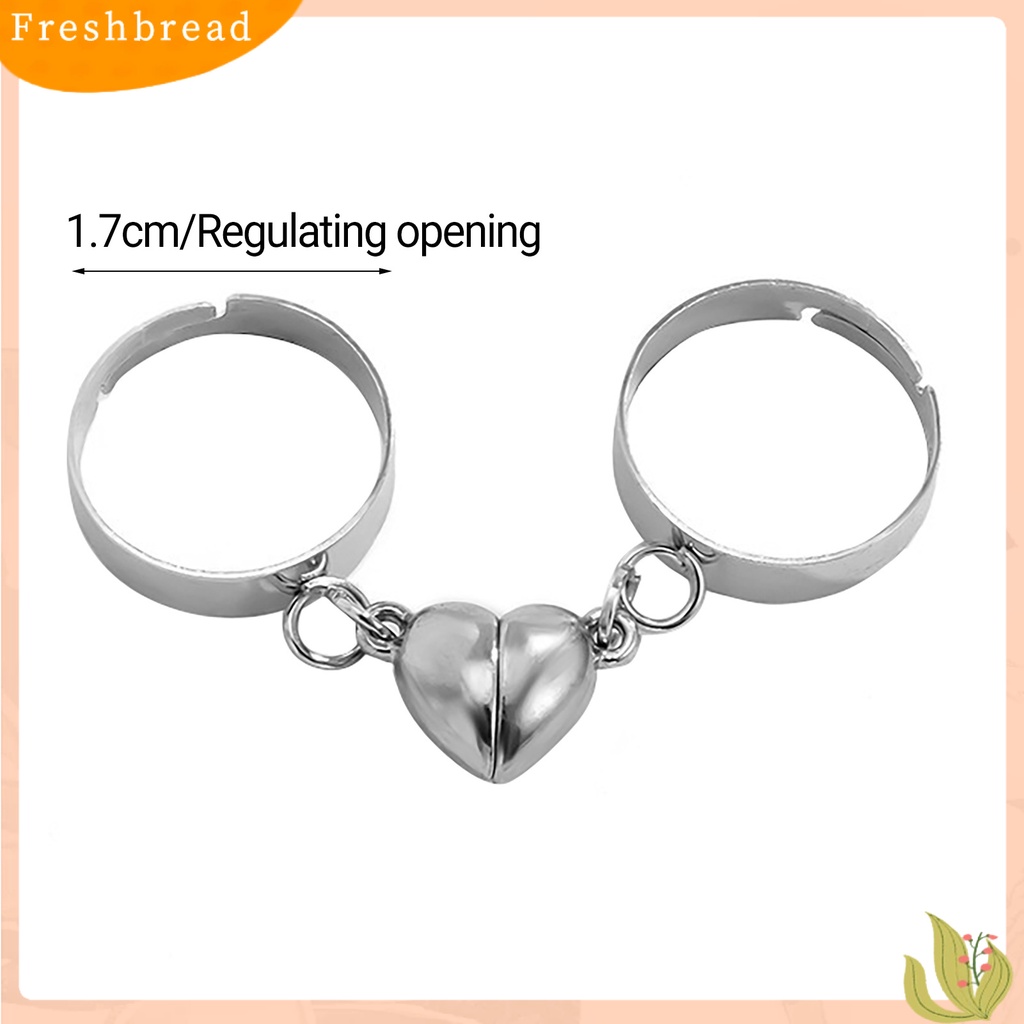 &lt; Freshbread &gt; 2Pcs/Set Pembukaan Cincin Pasangan Rantai Yang Dapat Disesuaikan Cincin Pasangan Hati Pesona Perhiasan
