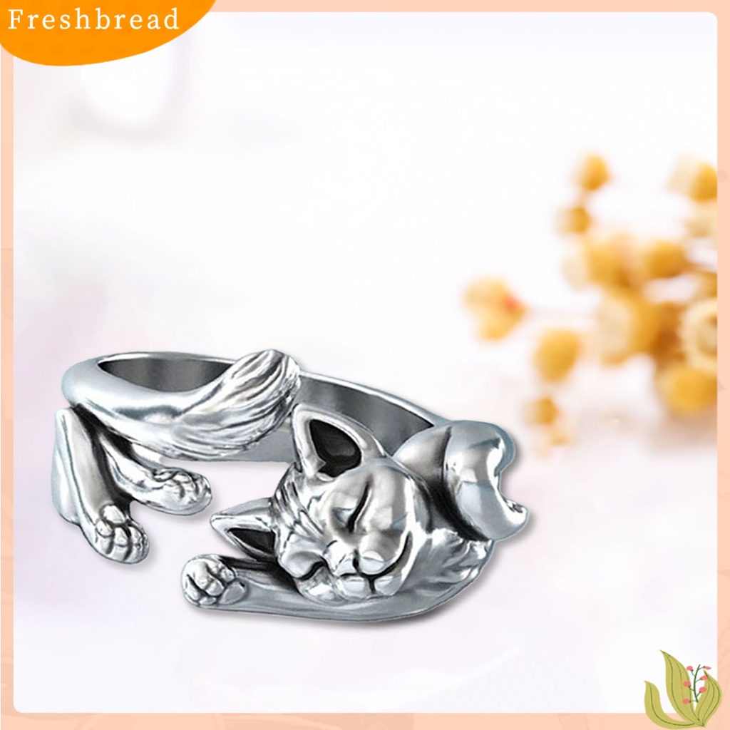 &lt; Freshbread &gt; Cute Adjustable Open Cat Kitten Totem Cincin Aksesori Perhiasan Pernikahan