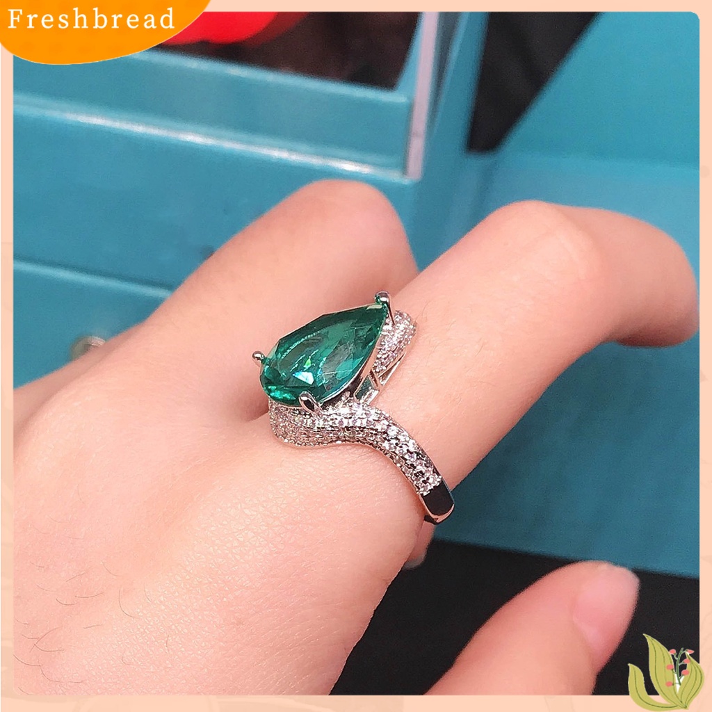 &lt; Freshbread &gt; Cincin Unisex Pear-Berbentuk Terbuka Perhiasan Geometri Indah Jari Cincin Perhiasan Aksesoris