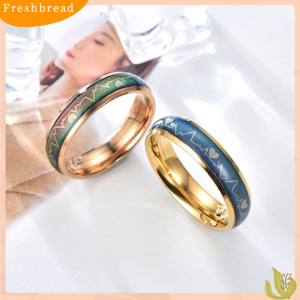 &lt; Freshbread &gt; Fashion Pria Wanita Mood Changing Color Heart Beat Cincin Pesta Perhiasan Couple Band