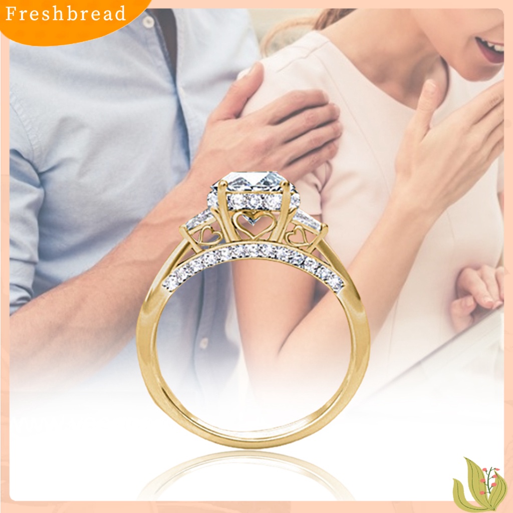 &lt; Freshbread &gt; 2Pcs Cincin Kreatif Hadiah Valentine Alloy Wanita Cubic Zircon Hias Ring Untuk Pernikahan