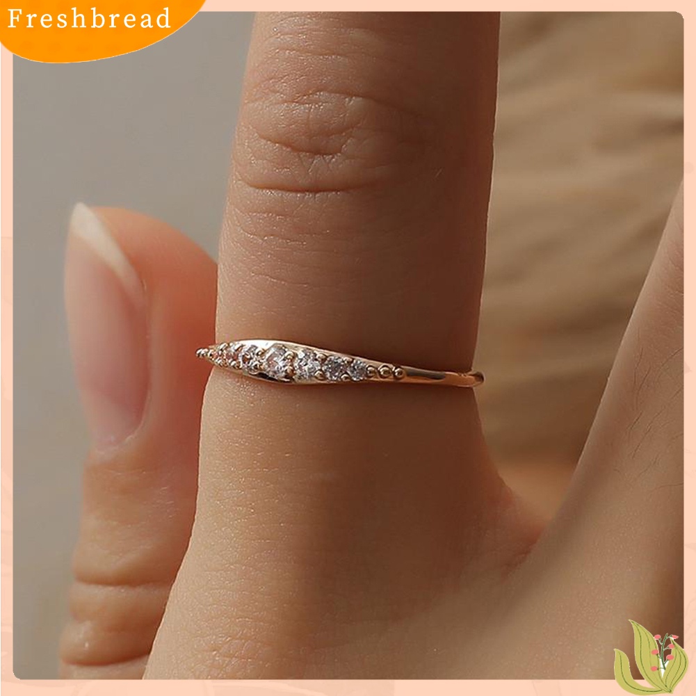 &lt; Freshbread &gt; Wanita Pria Paduan Plating Zirkon Bertatahkan Jari Cincin Pesta Perhiasan Aksesori Hadiah