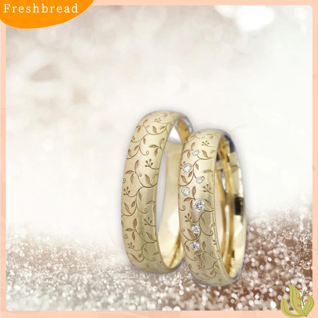 &lt; Freshbread &gt; Cincin Jari Bunga Ukir Elegan Pengerjaan Indah Pasangan Cincin Band Ukiran Untuk Hadiah