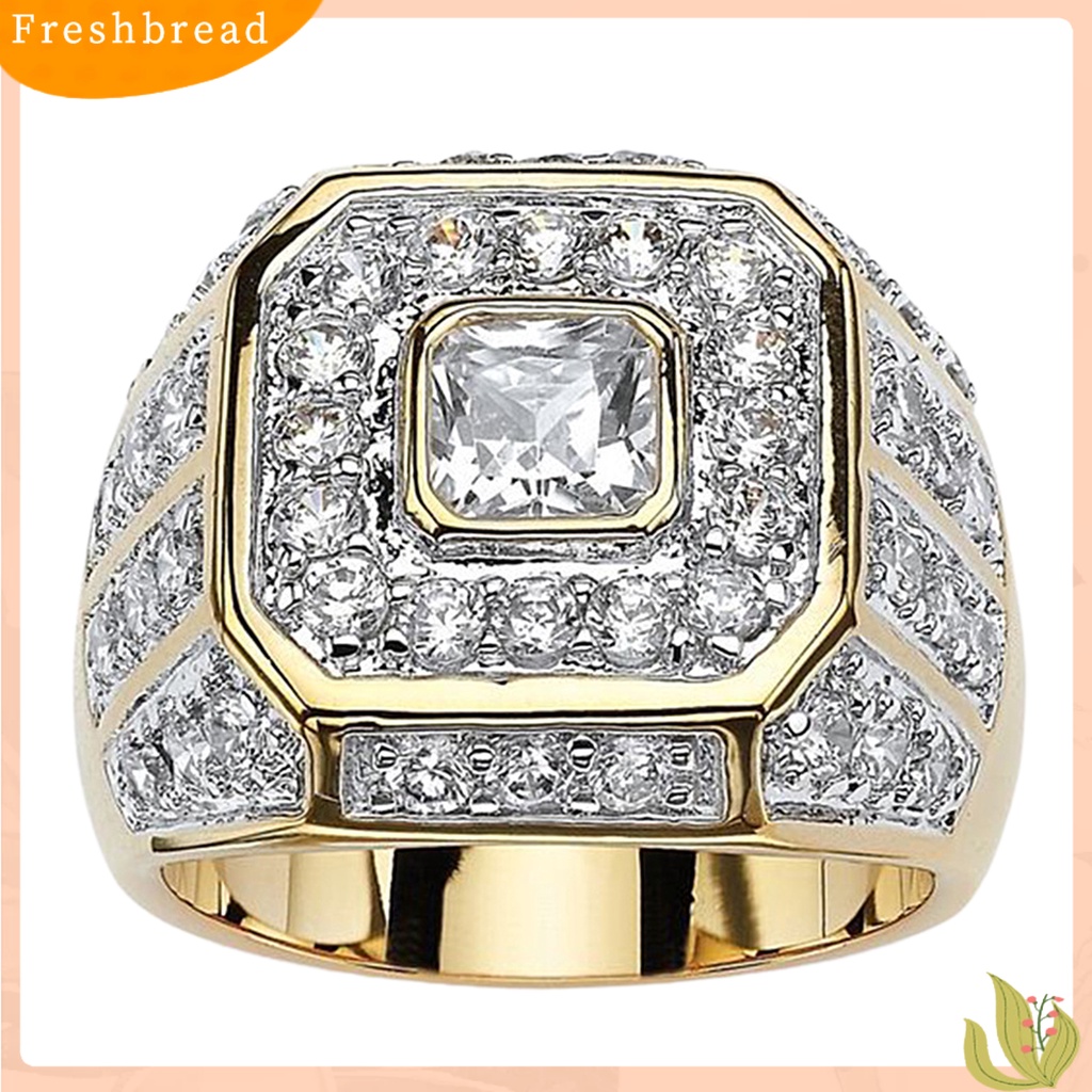 &lt; Freshbread &gt; Pria Cincin Cubic Zirconia Hip Hop Perhiasan Sparkling Fashion Penampilan Pernikahan Band Ring Untuk Pernikahan